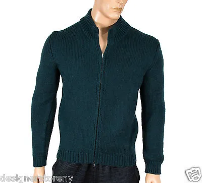 Cruciani 78% Wool/22% Polyester Zipper Turtleneck Sweater Blue Size 50 MSRP $763 • $399.99