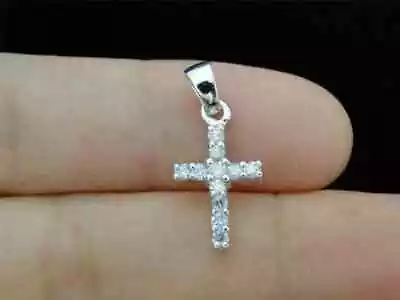 1Ct Lab Created Diamond Round Men's Cross Mini Pendant 14K White Gold Plated • $109.99