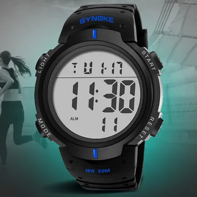 Men's Digital Sports Watch LED Screen Large Face Military Waterproof Watches USA • $9.99