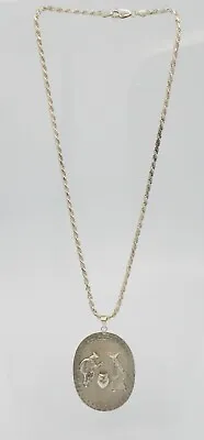 VTG Handmade 900 Silver Ethnic  Relief Medal Unisex Chain Necklace Ecuador  • $85.50