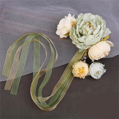 £5.74 • Buy Silk Flower Hair Clip Tang-Dynasty Costume Hair Jewelry With Long Ribbon