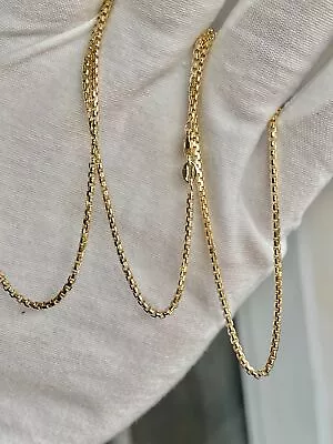 1.8MM Solid 14K Yellow Gold Round Box D.C Chain Necklace 16-24  • $388.30