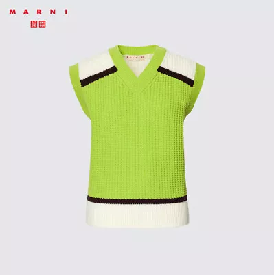 ::: MARNI X Uniqlo ::: Knitted V-Neck Green Vest Sz M / L • $45