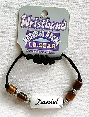 ID Wristband / Bracelet - Natural Stone - Sandblasted Name - Daniel - Brand New • £2.99
