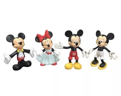 Vintage Disney Mickey And Minnie Mouse 2  PVC  Cake Topper Figure Lot Of 4. • $16.99