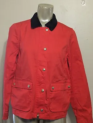 J Crew Coat Women Small Red Barn Chore Utility Corduroy Collar Cotton Jacket • $19.99