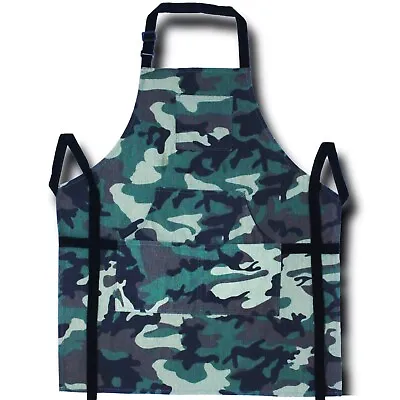 Cooking Chef Aprons100% Cotton Butchers Catering  With Bib Pockets Camouflage • £9.99