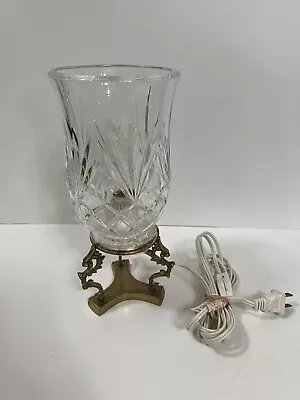 Vintage Heavy Crystal Glass And Brass Light Lamp Night Light Boudoir • $28
