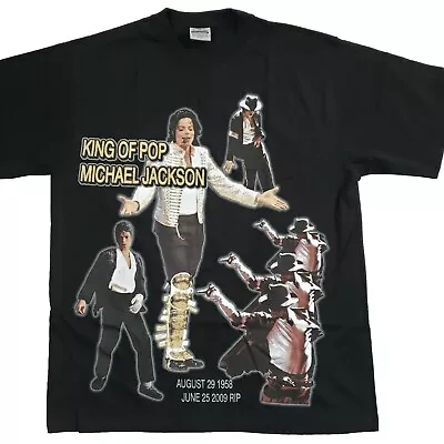 King Of Pop T Shirt Mens XL Michael Jackson RIP Black Gold Glitter Pro Power • $39.99