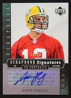 2005 Upper Deck Portraits Aaron Rodgers Rookie Rc Scrapbook Signatures Auto /20 • $3680