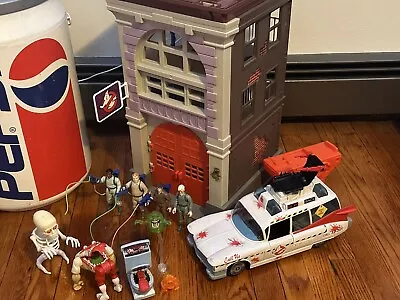 Kenner 1987  The Real Ghostbusters Firehouse Playset Ecto 1a And Figures • $450