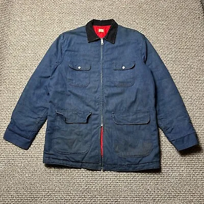$85 • Buy Vintage Sears Jacket Mens Large Blue Denim Lined Workwear 50s 60s Mechanic Coat