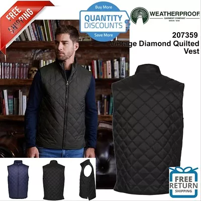 Weatherproof Brand Mens Vintage Diamond Quilted Full Zip Vest 207359 Up To 3XL • $36.19