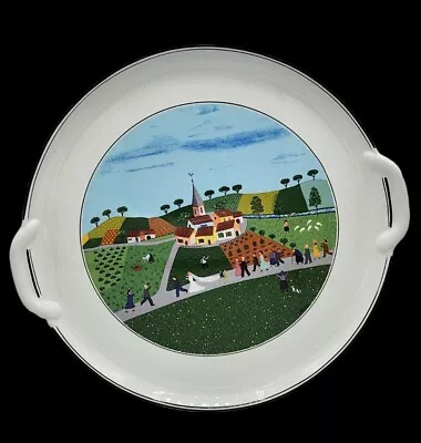 Villeroy & Boch Naif Cake Plate With Handles Round 12  Wedding Scene Platter • $39.95