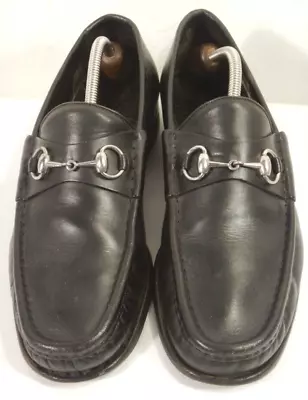 Gucci Men's Black Leather Horsebit Loafers Shoes Size 9.5 D • $150