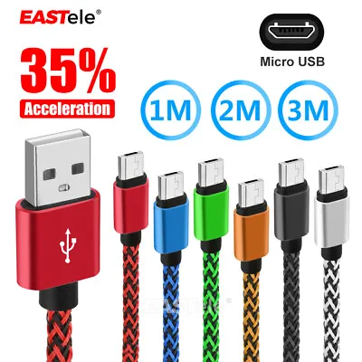 $4.35 • Buy Braided Data Sync Micro USB Charger Charging Cable For Samsung Huawei Android LG