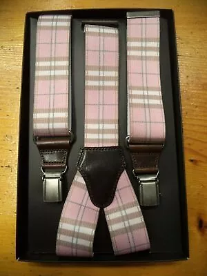 Printed Shoulder Strap With Pink Tartan Design In Height 36 Mm - 100% Made... • £27.54