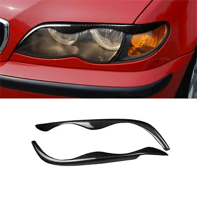 Carbon Fiber Headlight Eyelids Eyebrow Trim For BMW E46 328i 330i 325i 1999-2004 • $60.48