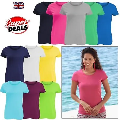 £5.10 • Buy Plain T-Shirts Ladies Womens Coloured Cotton Fitted Tee Shirt Fruit Of The Loom