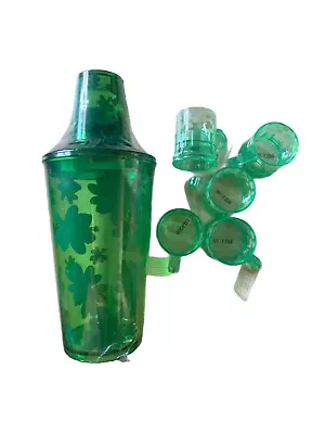 Shamrock Plastic Cocktail Shaker With 5 Mini Beer Mugs • $15