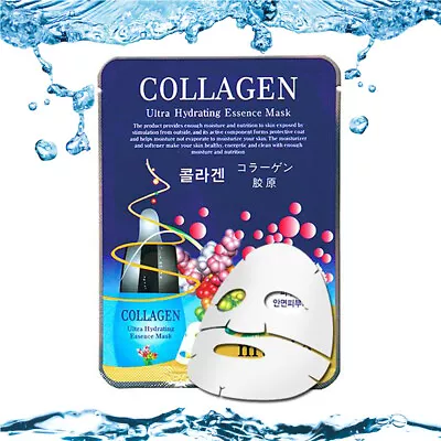 Collagen Malie Korean Face Mask Sheet Pack Facial Mask Moisture Skin Care  • £2.29