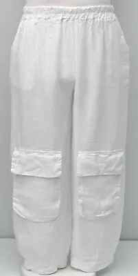 PLUS SIZE LA BASS LINEN WHITE 2 POCKETS TROUSERS/PANTS Size XL • $87.14