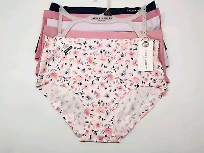 LAURA ASHLEY 5 Pack Womens Medium Brief Panties Navy Pink Lavender Mauve Prints • $29.95