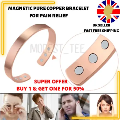£10.99 • Buy GENTS COPPER MAGNETIC BRACELET Bangle Carpal Tunnel Arthritis Pain Relief MENS