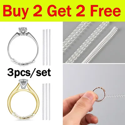 £2.95 • Buy 3x Silicone Ring Sizer Adjuster For Loose Rings Invisible Ring Guards Cut To Fit