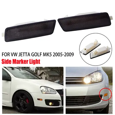 For 06-09 VW MK5 RABBIT/GTI/JETTA Front Bumper Side Marker Light - Smoke Pair • $11.98