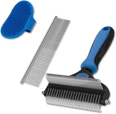 £8.99 • Buy Undercoat Rake For Dogs & Cats - 2 Sided Dematting Tool Brush For Detangling And