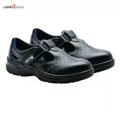 Leather Safety Sandals Steel Toe Cap Gardening Warehouse Kitchen Work Shoes FW01 • £31.65