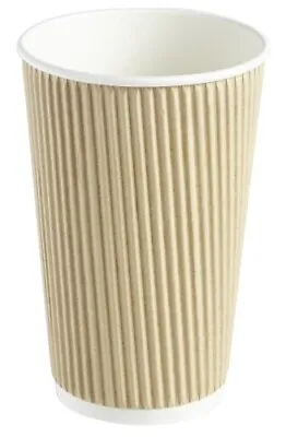 Deli Supplies 500 X 16oz Ripple Brown Kraft Insulated 16oz Disposable Paper Cup • £55.21