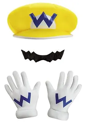 Adult Super Mario Wario Official Hat Mustache & Glove Costume Kit Dg98842ad • $23.97