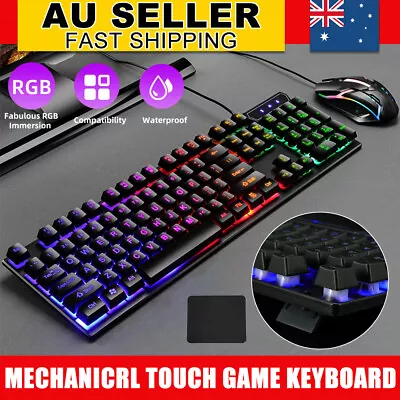 T6 USB Wired Mechanical Gaming Keyboard104 Keys RGB LED Backlit For Windows PC • $20.95