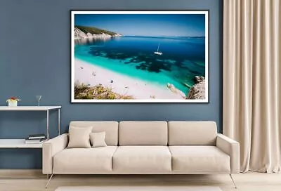 White Catamaran Yacht In Sea Print Premium Poster High Quality Choose Sizes • $24.07