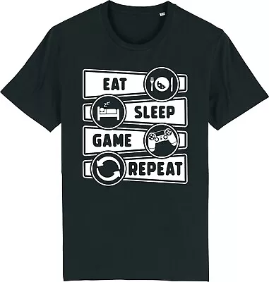 Gamer Eat Sleep Game Repeat Console PC Online Gaming T-Shirt • £9.95