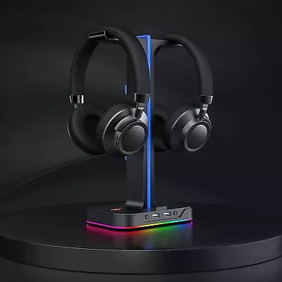 $59.95 • Buy GameNote RGB Dual Headset Stand 2x USB, Phone Holder, Desktop Gaming 
