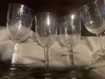 Vintage BIRD & Palm Trees Etched SHERRY GLASSES Pall Mall Oriental Aesthetic • £19.99