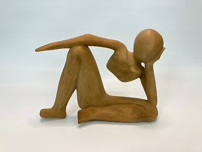 Abstract Deep In Thought Wood Carving Figurative Art Handcraft Decor Display • $38