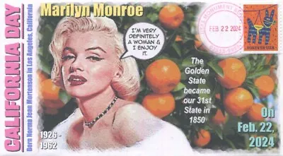 Coverscape Computer Designed “California Day” 2024 Marilyn Monroe Event Cover • $3