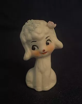 Vintage Napco Miniature Lamb Figurine Bone China Big Eyes Rosy Cheeks Sweet Face • $8.99