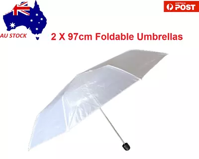 $12.99 • Buy 2 X Foldable Sun Rain WHITE Umbrellas Lightweight Compact Portable 