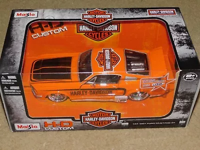 Maisto Hd Ford Mustang Gt Hard Top Harley Davidson 1967 1:24 Orange • $31.49