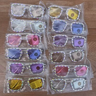 Lot Of 12 Women's Oversized Crystal Sunglasses Color Lens Resale Wholesale NEW • $24.97