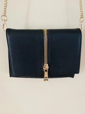 $10 • Buy Forever New Womens Bag Small Size Black Feature Zip Detachable Gold Chain Strap