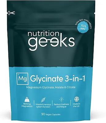 Magnesium Glycinate 3-in-1 Complex 1800mg Magnesium Supplements High Absorption • £9.80