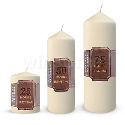 Unscented Large Round White Classic Church Pillar Table Candles Long Burn Time • £7.15