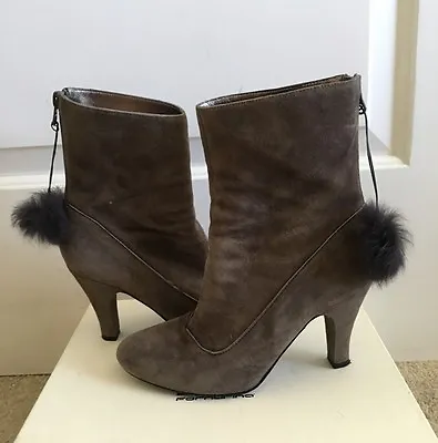 LTD Fornarina Grey Suede Fur Ankle Bootie Boots *  38 8 • $39.99