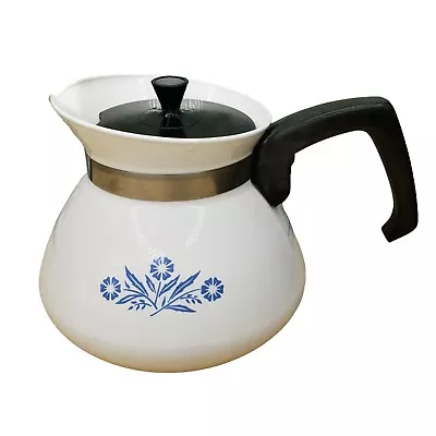 Vintage Corning Ware 6 Cup Coffee Tea Pot Kettle P-104 W/ Lid Blue Cornflower • $32.99